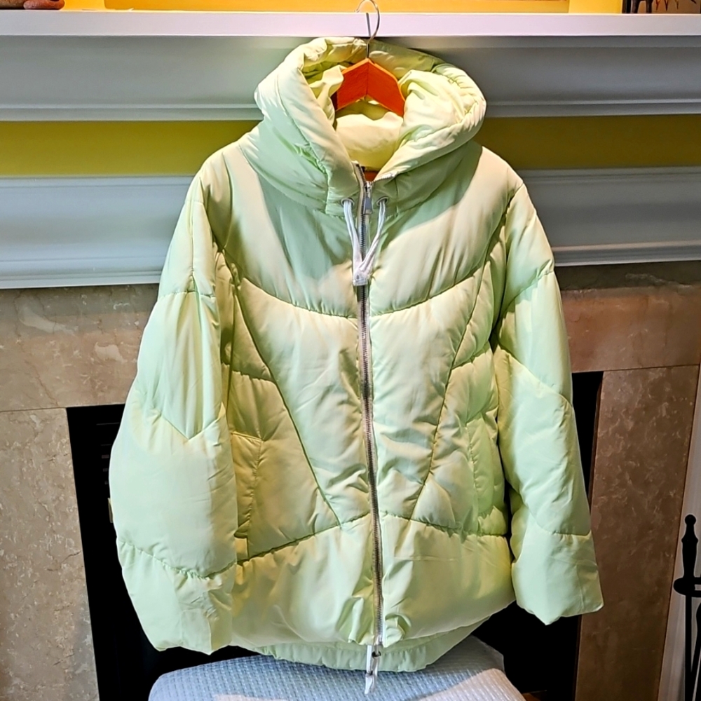 Free People Lemon/Lime Puffer Perfect Condition Size Large